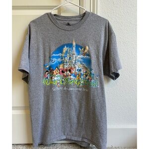 Disney Gray T-Shirt with Colorful Castle & Character Design